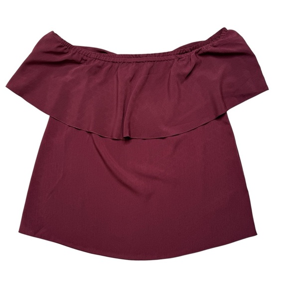 7 For All Mankind Women's Off-Shoulder Burgundy Top Sz XS NWT - Picture 1 of 7